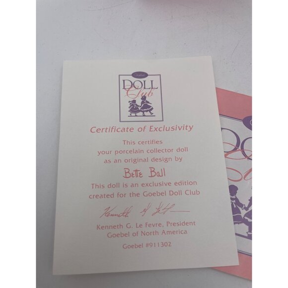 Goebel Porcelain Doll By Bette Ball Doll Club Exclusive With Floral Dress & Acce - Picture 7 of 10